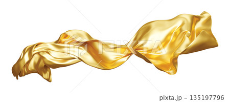 Luxury gold fabric on white background with copy space 3D render Luxury gold fabric on white background with copy space 3D render 135197796