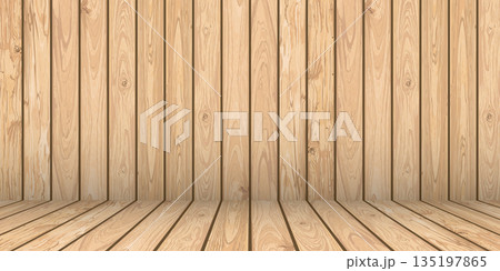 Wooden floor and wall background template vector illustration have blank space for advertisement or place the products presentation. Wooden floor and wall background template vector illustration have blank space for advertisement or place the products presentation. 135197865