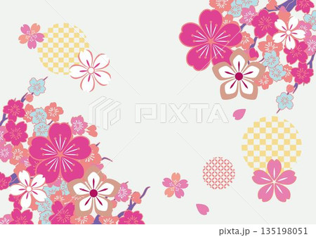 ピンクの美しい桜の背景イラスト 135198051