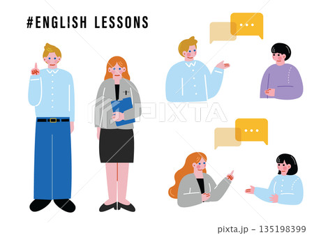 英会話レッスンのイラストセット 英会話レッスンのイラストセット 135198399