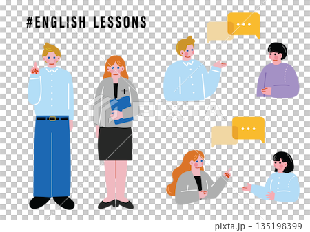 英会話レッスンのイラストセット 英会話レッスンのイラストセット 135198399