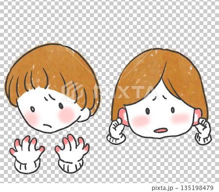 耳､手がしもやけになってしまった女の子 135198479