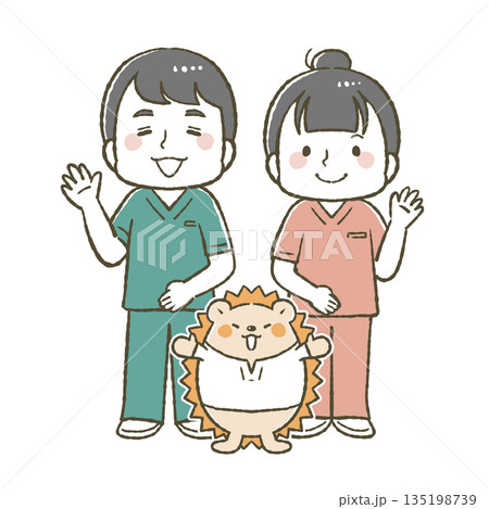 鍼灸院イラスト（3ショット） 135198739