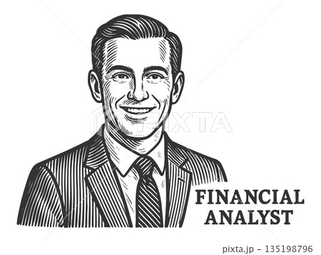 Financial analyst engraving vector illustration 135198796
