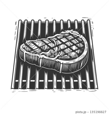 steak illustration on barbecue grill raster steak illustration on barbecue grill raster 135198827