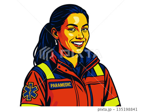 smiling female paramedic vector illustration smiling female paramedic vector illustration 135198841