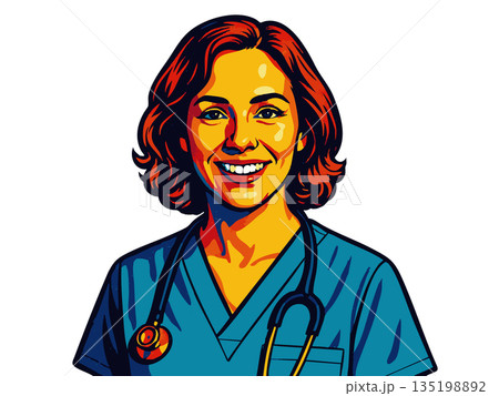 portrait of smiling female nurse raster portrait of smiling female nurse raster 135198892