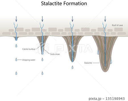 step-by-step stalactite formation in caves diagram 135198943