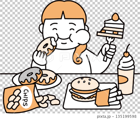 暴飲暴食する女性 135199598