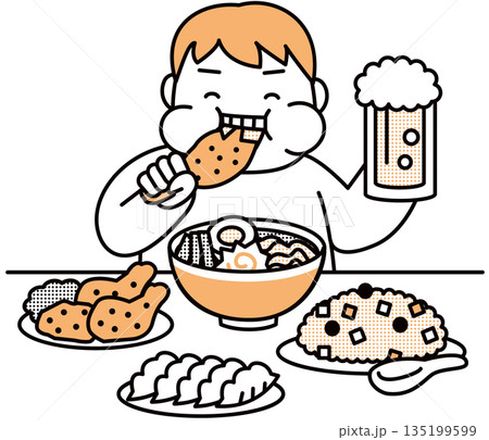 暴飲暴食する男性 暴飲暴食する男性 135199599