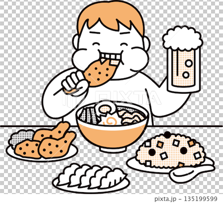 暴飲暴食する男性 暴飲暴食する男性 135199599