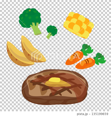 Beef steak and garnish illustration 135199659