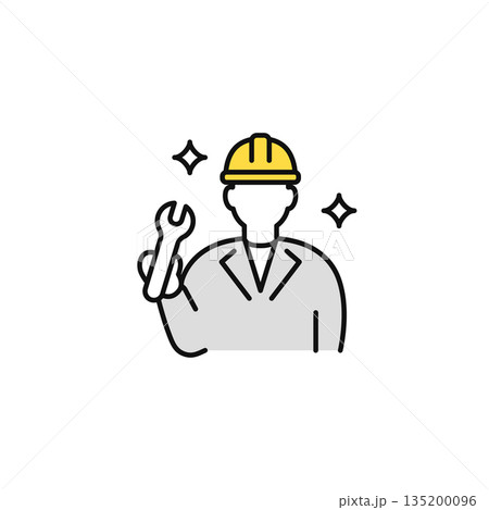 工具を持った現場作業員のシンプルなベクターアイコンイラスト 135200096