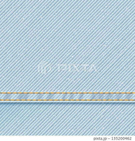 Denim blue jean textile faded condition pattern square background with gold seams and crease vector illustration. Denim blue jean textile faded condition pattern square background with gold seams and crease vector illustration. 135200462