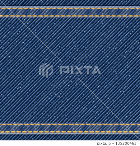 Denim blue jean textile pattern square background with gold seams and crease vector illustration. Denim blue jean textile pattern square background with gold seams and crease vector illustration. 135200463