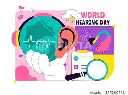 World Hearing Day Vector Illustration On March 3rd Promoting Deafness Prevention Awareness And Ear Health Treatment In Flat Background 135200638