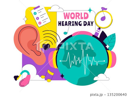 World Hearing Day Vector Illustration On March 3rd Promoting Deafness Prevention Awareness And Ear Health Treatment In Flat Background World Hearing Day Vector Illustration On March 3rd Promoting Deafness Prevention Awareness And Ear Health Treatment In Flat Background 135200640
