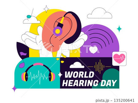 World Hearing Day Vector Illustration On March 3rd Promoting Deafness Prevention Awareness And Ear Health Treatment In Flat Background World Hearing Day Vector Illustration On March 3rd Promoting Deafness Prevention Awareness And Ear Health Treatment In Flat Background 135200641