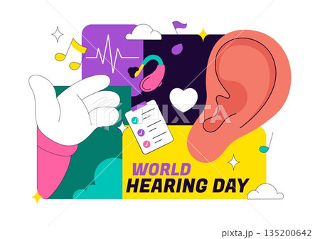 World Hearing Day Vector Illustration On March 3rd Promoting Deafness Prevention Awareness And Ear Health Treatment In Flat Background 135200642