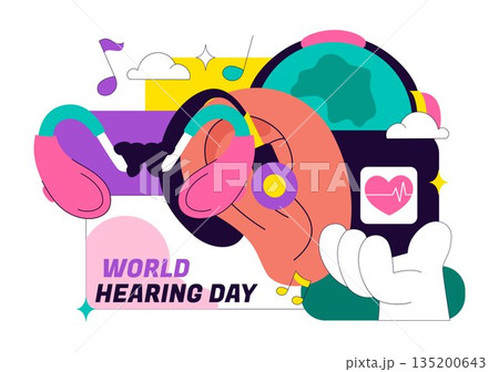 World Hearing Day Vector Illustration On March 3rd Promoting Deafness Prevention Awareness And Ear Health Treatment In Flat Background 135200643