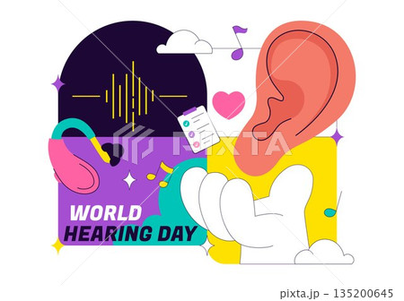 World Hearing Day Vector Illustration On March 3rd Promoting Deafness Prevention Awareness And Ear Health Treatment In Flat Background World Hearing Day Vector Illustration On March 3rd Promoting Deafness Prevention Awareness And Ear Health Treatment In Flat Background 135200645