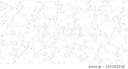 Polar bear pattern with gray color outline childish style on white background vector illustration. 135201016