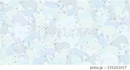 Polar bear pattern background monochromatic of light blue and green with white color outline vector illustration. 135201017