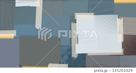 Abstract collage art mixed media monocromatic blue and gray colors background vector illustration. Abstract collage art mixed media monocromatic blue and gray colors background vector illustration. 135201029