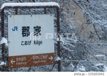 鳥取県八頭町にある因美線と若桜鉄道との分岐の駅である郡家駅 135201042
