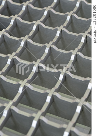 Three-dimensional steel grid with square cells, non-slip floor covering for industrial facilities 135201080