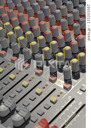 Sound engineer's console, music studio equipment 135201087