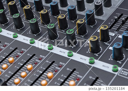 Sound engineer's console, music studio equipment 135201184