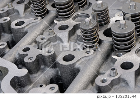 Cylinder head of an internal combustion engine with the cover removed Cylinder head of an internal combustion engine with the cover removed 135201344