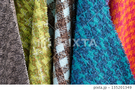 Samples of multi-coloured fabrics 135201349