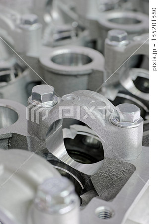 Cylinder head of an internal combustion engine with the cover removed Cylinder head of an internal combustion engine with the cover removed 135201380