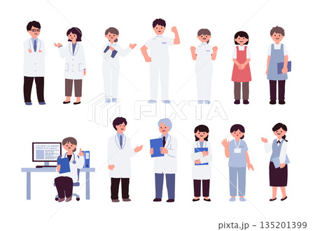 医療スタッフのイラストセット 135201399