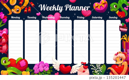 Weekly planner schedule with cute snakes...のイラスト素材 [135201447] - PIXTA