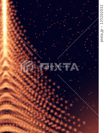 Dotted orange glowing overlapping blur on dark background. 135202032