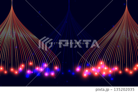 Technology futuristic big data network with lighting effect on dark blue background. Technology futuristic big data network with lighting effect on dark blue background. 135202035