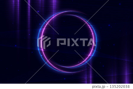 Abstract blue and pink circle glowing with lines wave glowing. Technology futuristic concept. Abstract blue and pink circle glowing with lines wave glowing. Technology futuristic concept. 135202038