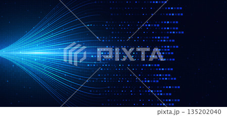 Network big data communcation blue wave on dark background. Technology data analyzing concept. 135202040