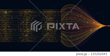 Network big data communcation on dark background. Technology data analyzing concept. 135202041