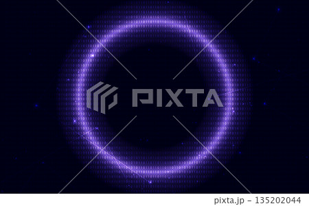 Abstract digital data binary code diagonal on blue background with light effect. 135202044