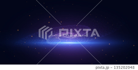 Technology dotted glowing curve on dark blue background. 135202048