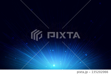 Abstract speed lines glowing blue on dark background. Speed movement concept. 135202066