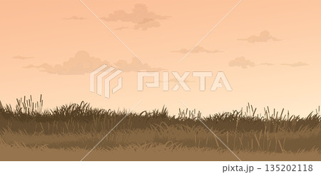 Nature landscape sunset in autumn season flat design vector illustration. Pastel environment concept template have blank space. Nature landscape sunset in autumn season flat design vector illustration. Pastel environment concept template have blank space. 135202118