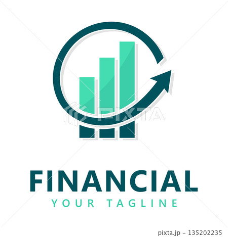 Financial Logo Design with Bar Chart and Curved Growth Arrow Vector Financial Logo Design with Bar Chart and Curved Growth Arrow Vector 135202235