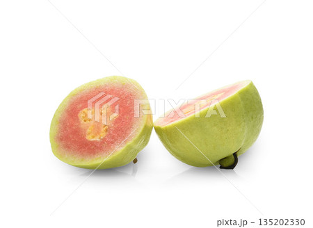 Fresh red guava isolated on white background. Fresh red guava isolated on white background. 135202330