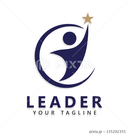 Leader Logo Design with Human Figure Reaching...のイラスト素材 [135202355] - PIXTA