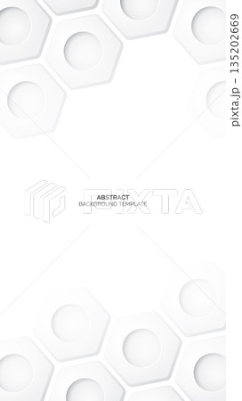 Abstract embossed hexagon paper cut style have blank space vertical shape on white background. White honeycomb pattern vector illustration background. 3D metallic nut pattern illustrated. Abstract embossed hexagon paper cut style have blank space vertical shape on white background. White honeycomb pattern vector illustration background. 3D metallic nut pattern illustrated. 135202669